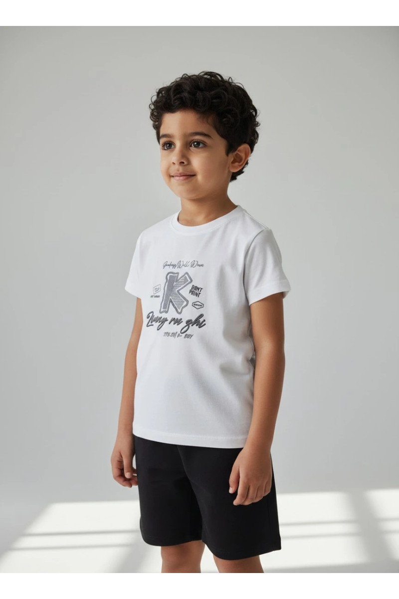 Ensemble Garçon T-shirt Imprimé & Bermuda Décontracté | Mode Tunisie