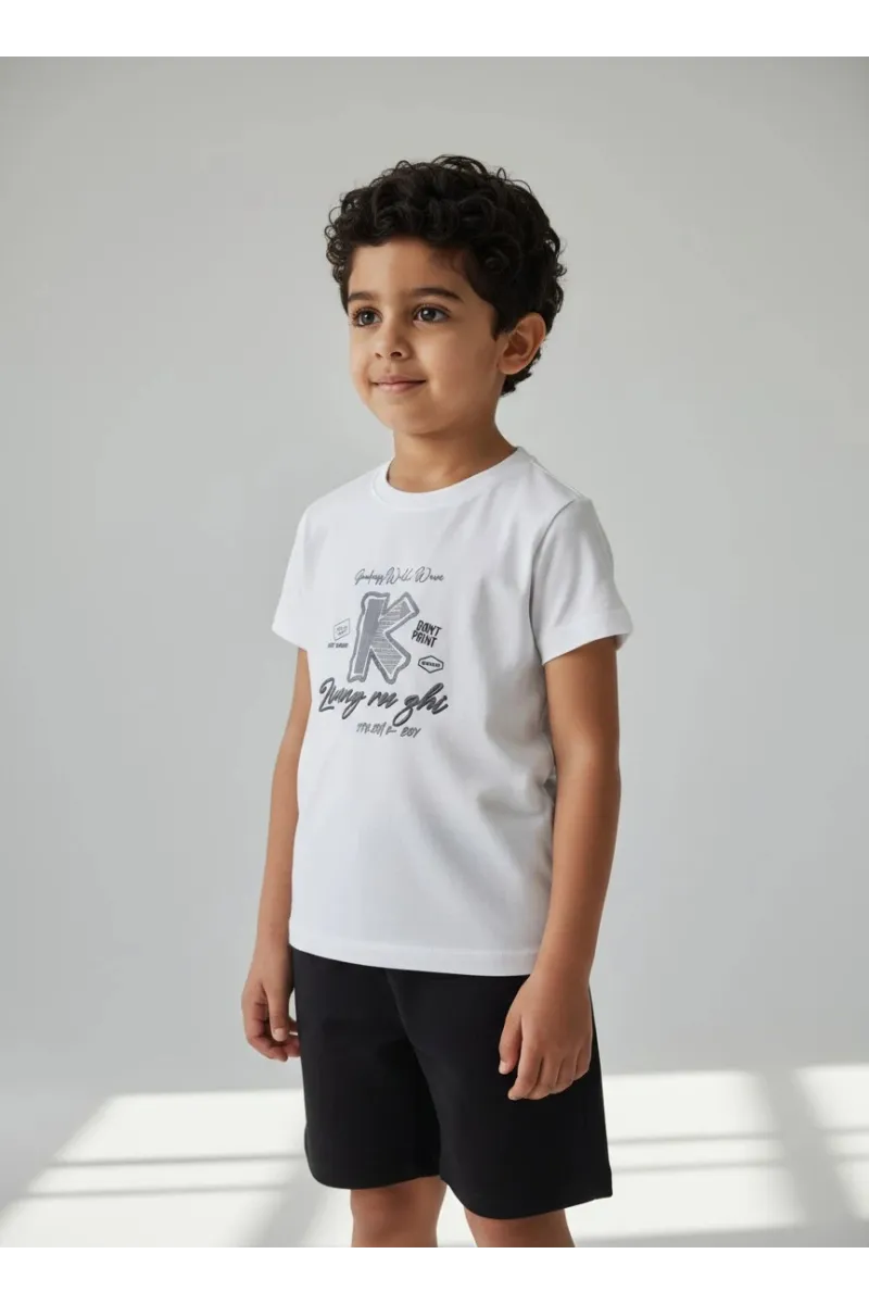 Ensemble Garçon T-shirt Imprimé & Bermuda Décontracté | Mode Tunisie