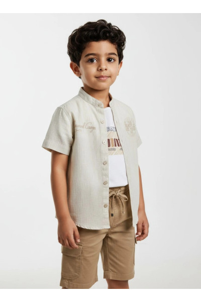 Ensemble Kamraya 3 Pièces Garçon - Chemisette, Débardeur & Short | Mode Tunisie