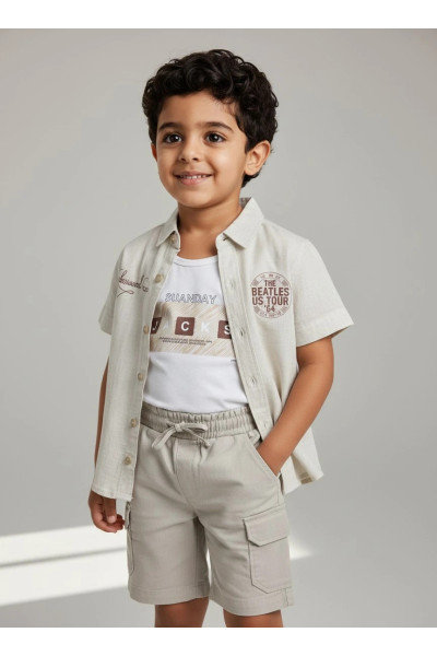 Ensemble Kamraya 3 Pièces Garçon - Chemisette, Débardeur & Short | Mode Tunisie
