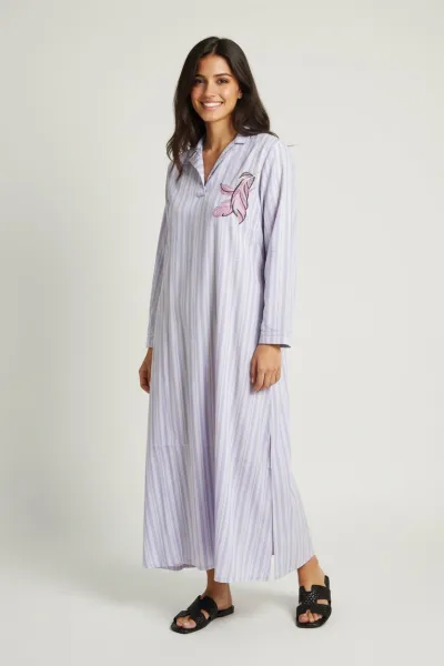 Jebba Femme Rayée Motif Plumes - Élégance & Style Moderne | Tunisie