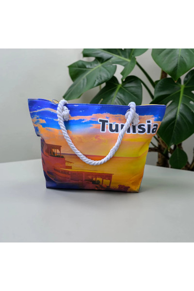 Grand Sac de Plage Cabas Femme à Imprimé Tropical | Mode Tunisie