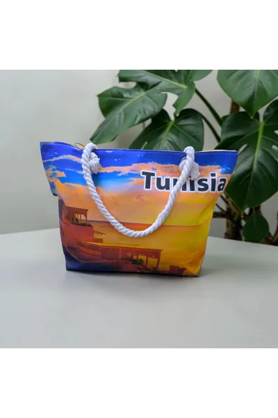 Grand Sac de Plage Cabas Femme à Imprimé Tropical | Mode Tunisie