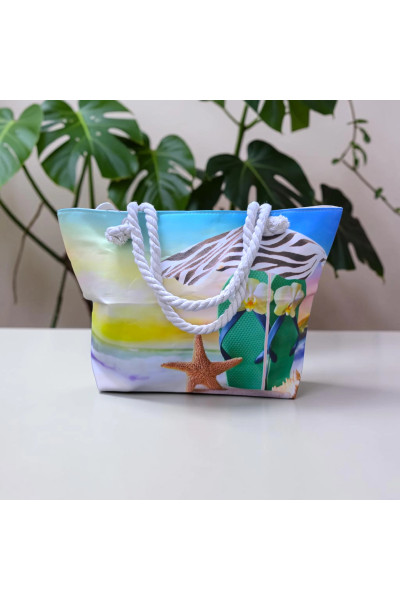 Grand Sac de Plage Cabas Femme à Imprimé Tropical | Mode Tunisie