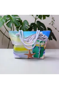 Grand Sac de Plage Cabas Femme à Imprimé Tropical | Mode Tunisie