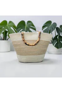 Sac Cabas Tressé Femme avec Anses Style Bambou | Mode Tunisie