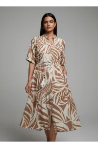 Robe Longue Boutonnée à Imprimé Feuillage & Ceinture Corde | Mode Tunisie
