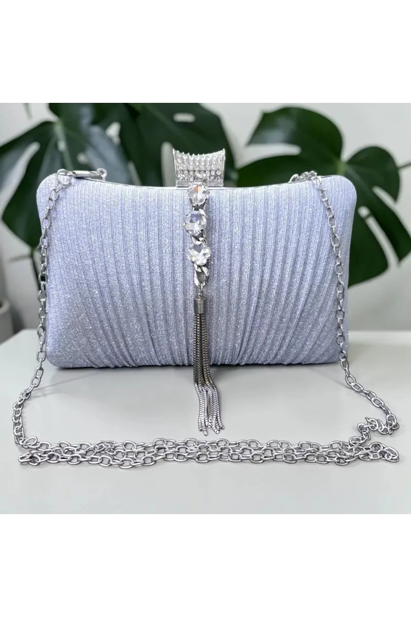 Sac Pochette de Soirée Scintillant à Strass & Chaîne | Mode Tunisie