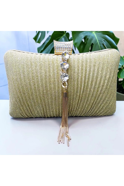 Sac Pochette de Soirée Scintillant à Strass & Chaîne | Mode Tunisie