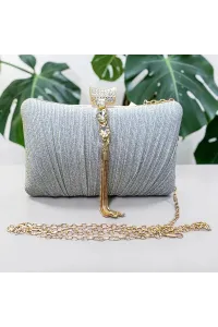 Sac Pochette de Soirée Scintillant à Strass & Chaîne | Mode Tunisie