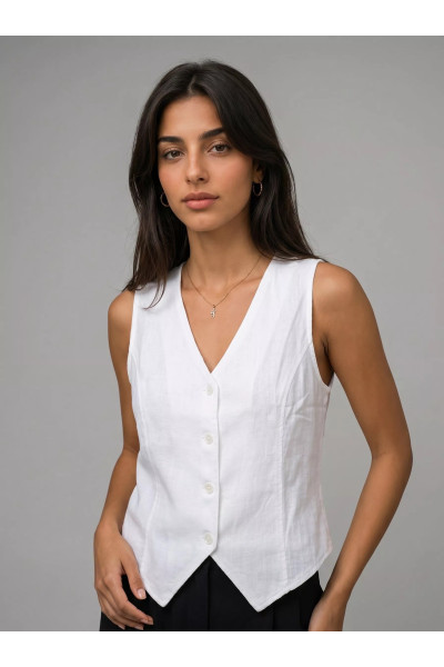 Gilet sans Manches Femme en Tissu Kamraya Ajusté | Mode Tunisie