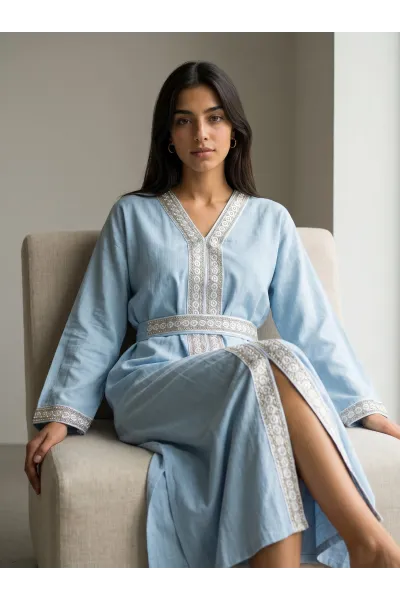 Caftan Moderne pour Femme avec Broderies | Mode Tunisie
