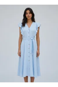 Robe Midi Fluide à Volants et Boutons pour Femme | Tunisie
