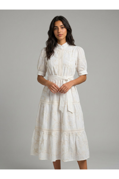 Robe Midi "Fantastic" en Broderie et Dentelle | Mode Tunisie