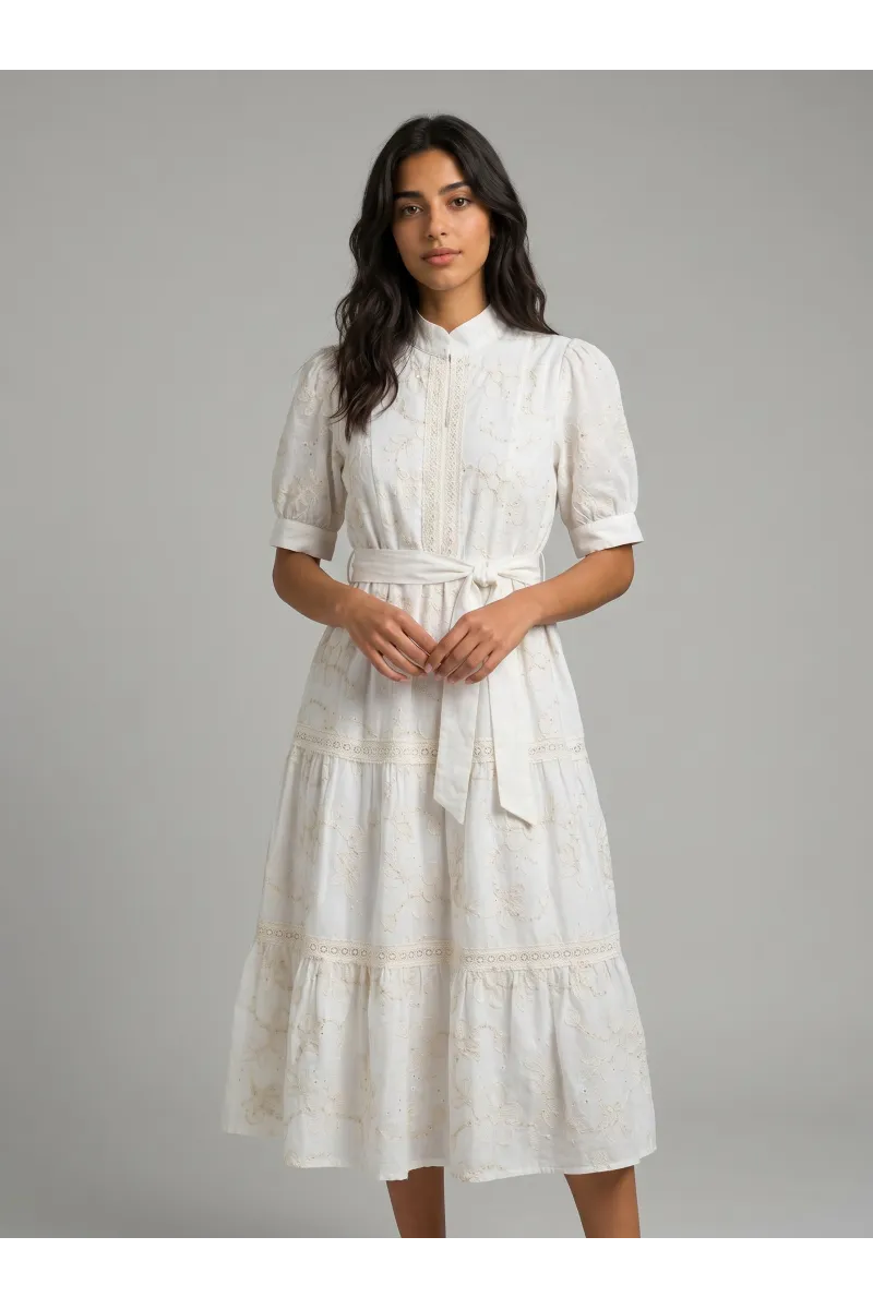 Robe Midi "Fantastic" en Broderie et Dentelle | Mode Tunisie