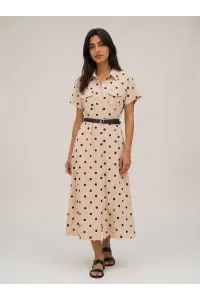 Robe Chemise Midi à Pois avec Ceinture pour Femme | Tunisie