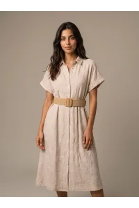 Robe Chemise Midi Fleurie avec Ceinture Tressée | Tunisie