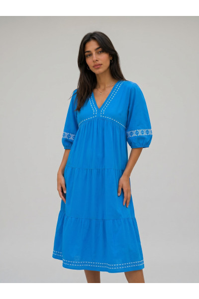 Robe Midi Fluide Brodée à Volants pour Femme | Tunisie