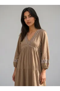 Robe Midi Fluide Brodée à Volants pour Femme | Tunisie
