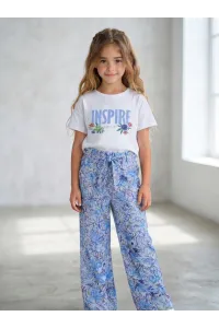 Ensemble Fillette T-shirt "INSPIRE" et Pantalon Large Fleuri | Tunisie