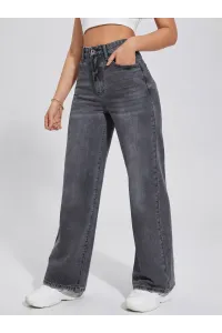 Pantalon Jean Coupe Large Wide-Leg Effet Délavé Femme | Tunisie