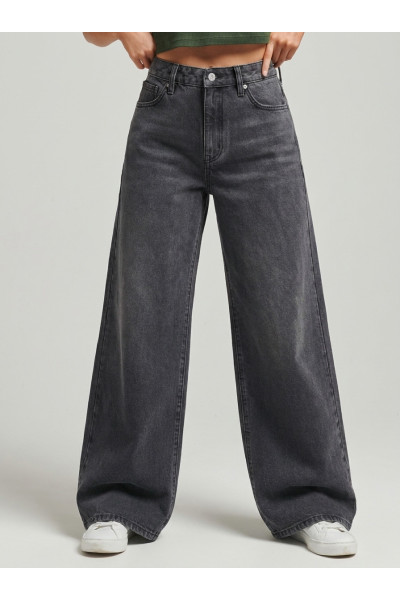Pantalon Jean Coupe Ample Palazzo Effet Délavé Femme | Tunisie