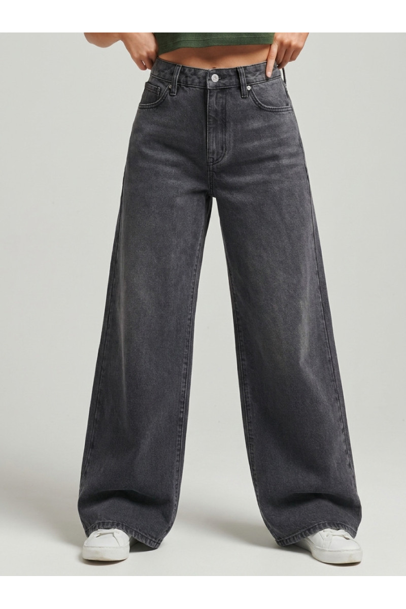 Pantalon Jean Coupe Ample Palazzo Effet Délavé Femme | Tunisie