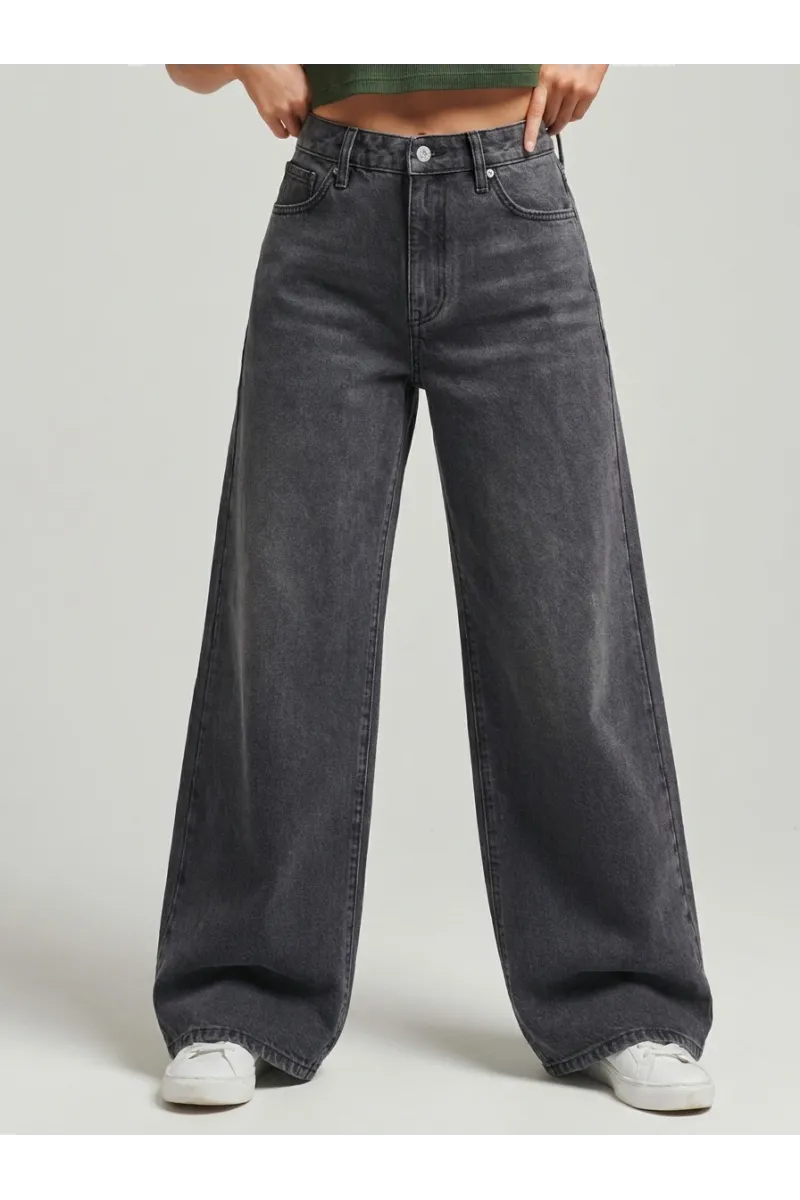 Pantalon Jean Coupe Ample Palazzo Effet Délavé Femme | Tunisie