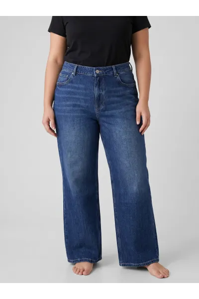 Pantalon Jean Coupe Droite Large Wide-Leg Femme | Tunisie