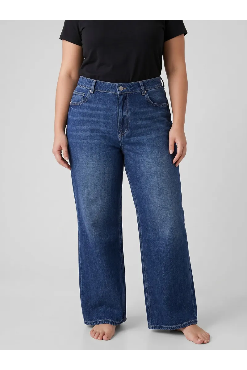 Pantalon Jean Coupe Droite Large Wide-Leg Femme | Tunisie