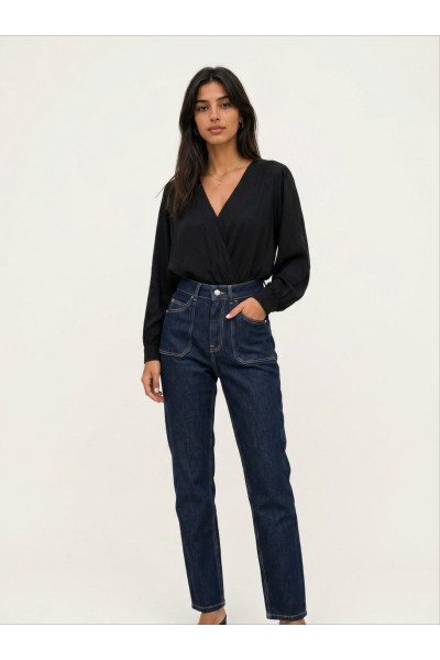Pantalon Jean Coupe Large Wide-Leg à Poches Femme | Tunisie