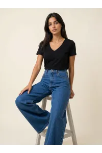 Pantalon Jean Coupe Droite Large Wide-Leg Femme | Tunisie