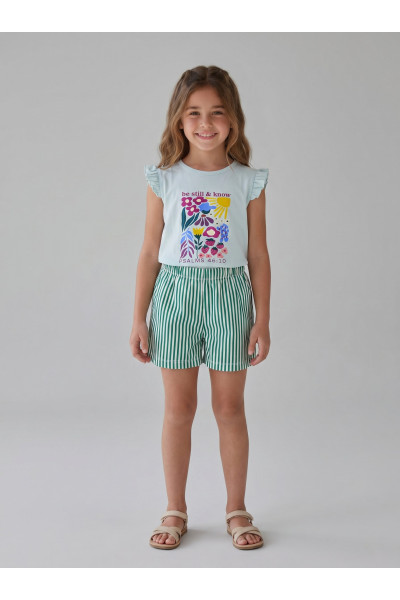 Ensemble Été Fillette T-shirt Volanté & Short Rayé | Tunisie