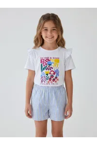 Ensemble Été Fillette T-shirt Volanté & Short Rayé | Tunisie