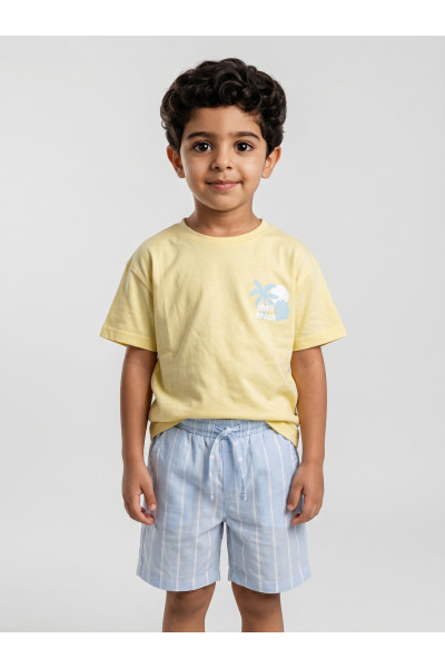 Ensemble Été Garçon T-shirt "Shell Beach" & Short Rayé | Tunisie