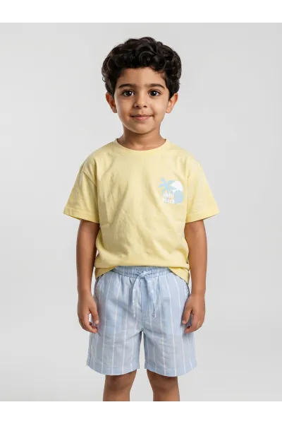 Ensemble Été Garçon T-shirt "Shell Beach" & Short Rayé | Tunisie