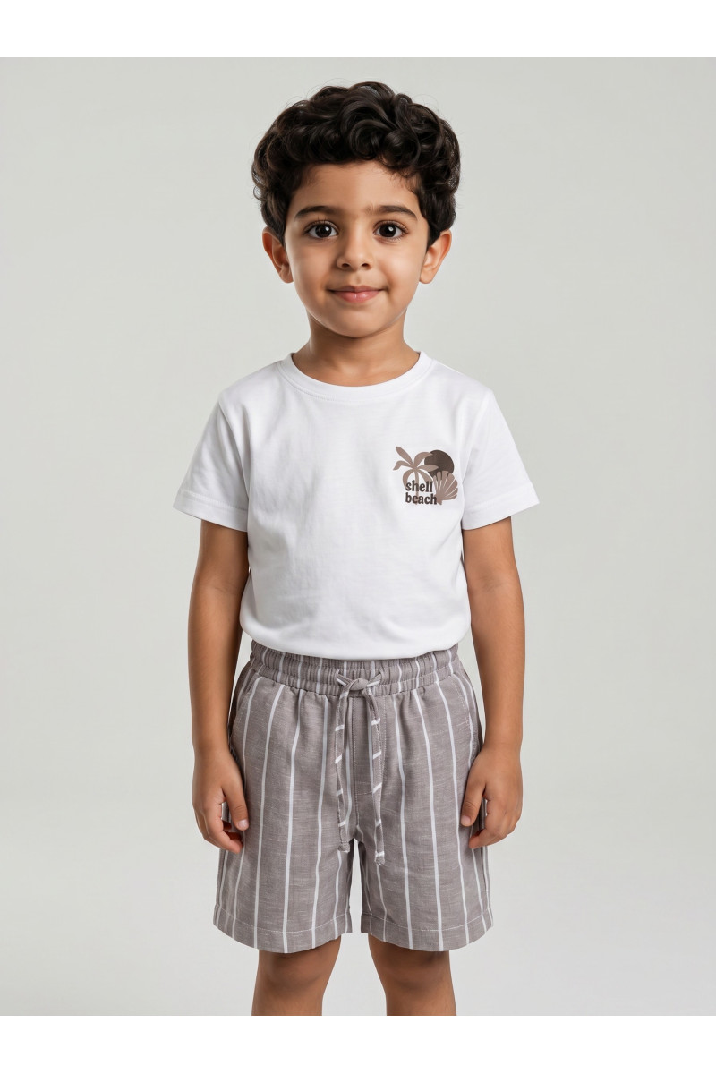 Ensemble Été Garçon T-shirt "Shell Beach" & Short Rayé | Tunisie