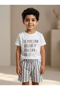 Ensemble Été Garçon T-shirt "I Can Do It" & Short Rayé | Tunisie