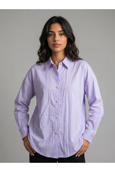 Chemise Fluide Texturée Boutons Coquillages Femme | Tunisie