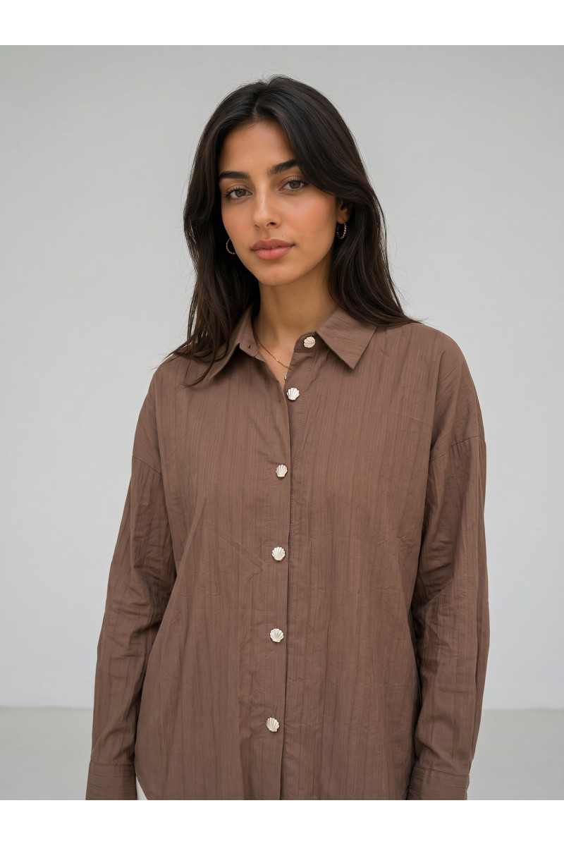 Chemise Fluide Texturée Boutons Coquillages Femme | Tunisie