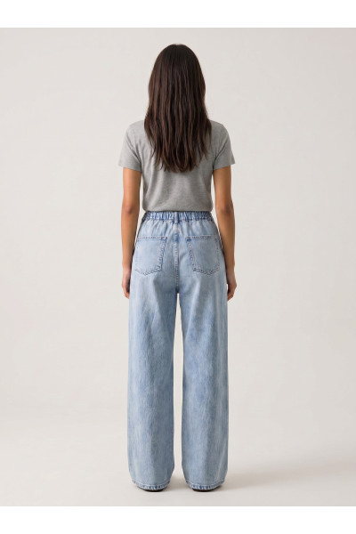 Pantalon Large Fluide en Jean à Cordon Femme | Tunisie