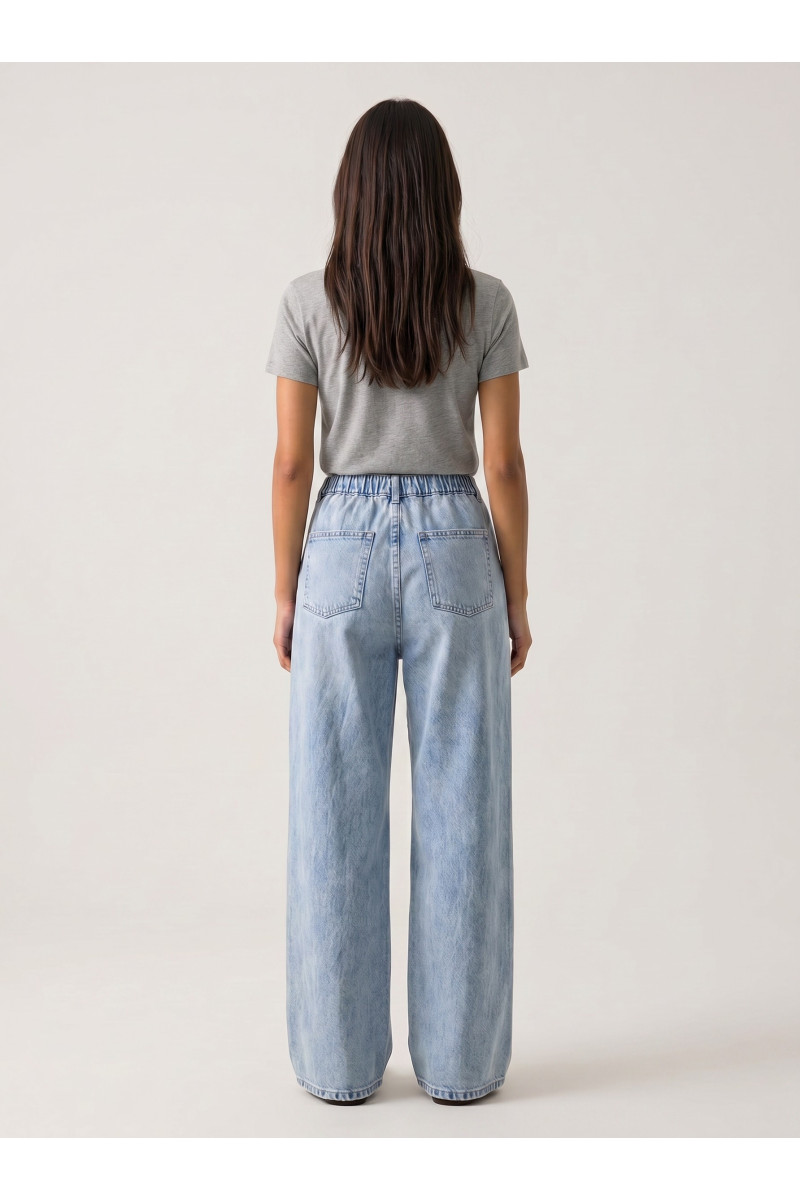 Pantalon Large Fluide en Jean à Cordon Femme | Tunisie