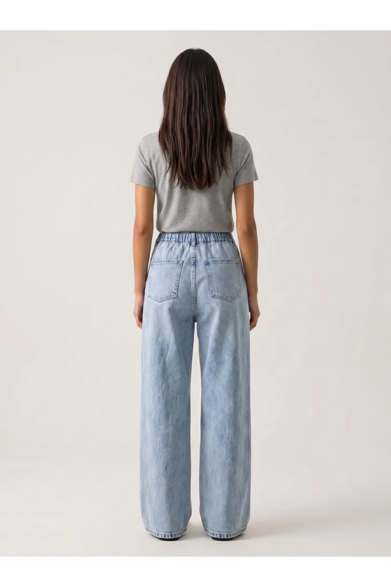 Pantalon Large Fluide en Jean à Cordon Femme | Tunisie
