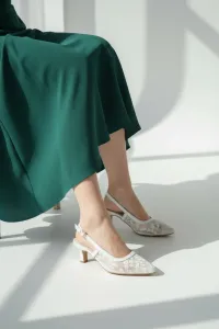 Talon Femme Dentelle & Fleur Cousue - Élégance Raffinée | Tunisie