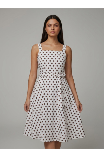 Robe Évasée à Pois et Encolure Carrée Femme | Tunisie