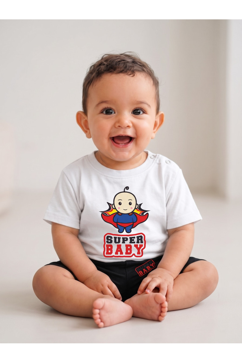 Ensemble Été Bébé Garçon T-shirt "Super Baby" & Short | Tunisie