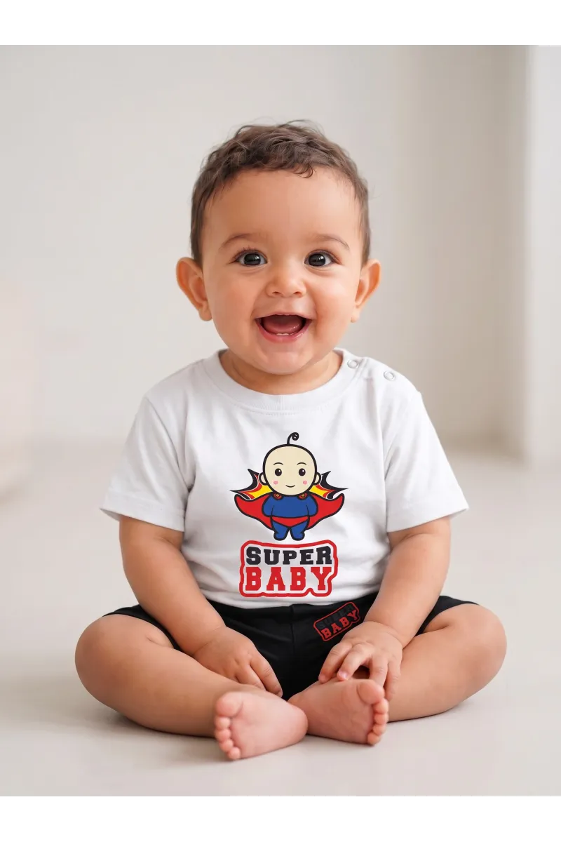 Ensemble Été Bébé Garçon T-shirt "Super Baby" & Short | Tunisie