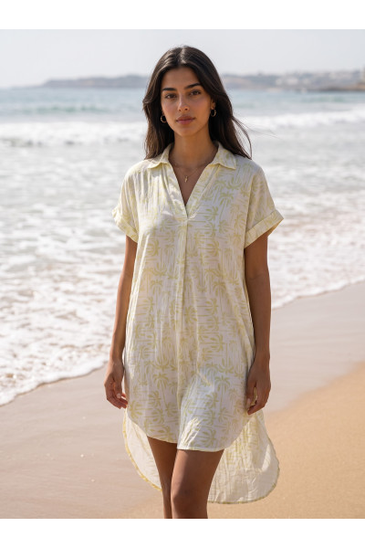 Robe de Plage Tunique Fluide à Motifs Palmiers Femme | Tunisie