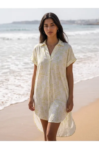 Robe de Plage Tunique Fluide à Motifs Palmiers Femme | Tunisie