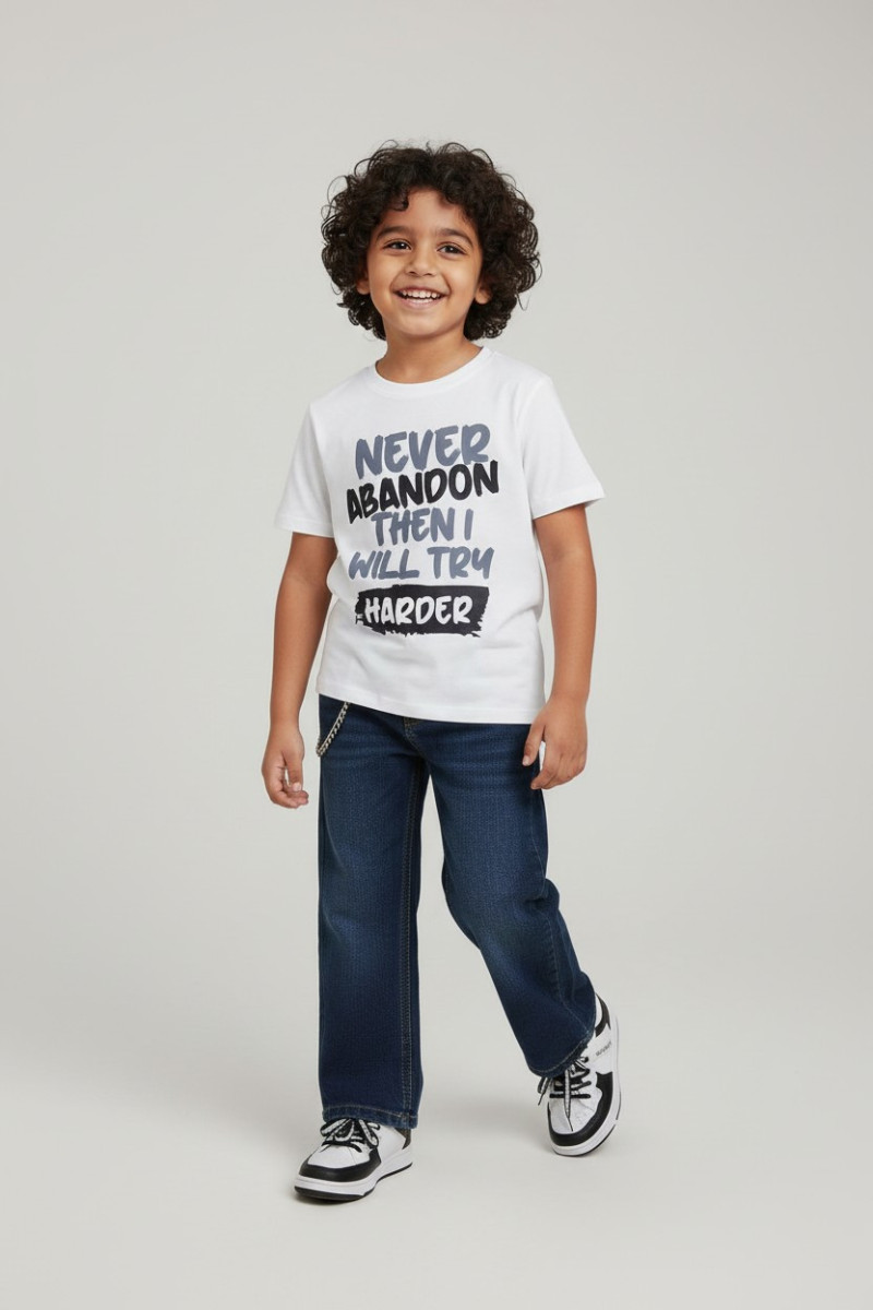T-shirt Message Motivant “Never Abandon” - Style Tendance | Tunisie